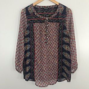 👗 Lucky Brand Silky Floral Long Sleeve Top